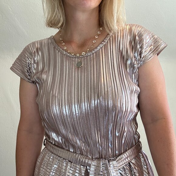 Sarah Bibb rose gold metallic swing dress size small / medium - Picture 5 of 12